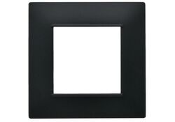 Placca 2 posti nera Soft Touch compatibile Vimar Plana