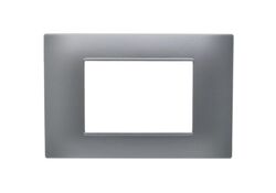 Placca 3 posti argento Soft Touch compatibile Vimar Plana