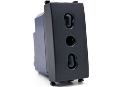Presa bivalente 16A 250V nera compatibile Vimar Arké