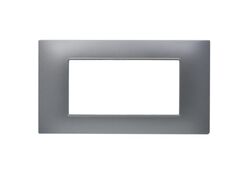 Placca 4 posti argento Soft Touch compatibile Vimar Plana