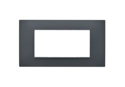 Placca 4 posti antracite Soft Touch compatibile Vimar Plana