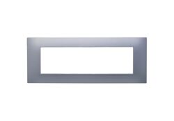 Placca 7 posti argento Soft Touch compatibile Vimar Plana