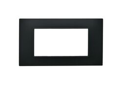 Placca 4 posti nera  Soft Touch compatibile Vimar Plana