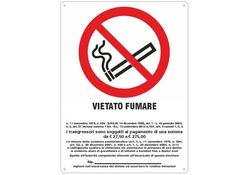 Cartello segnaletico vietato fumare con legge 20x30cm